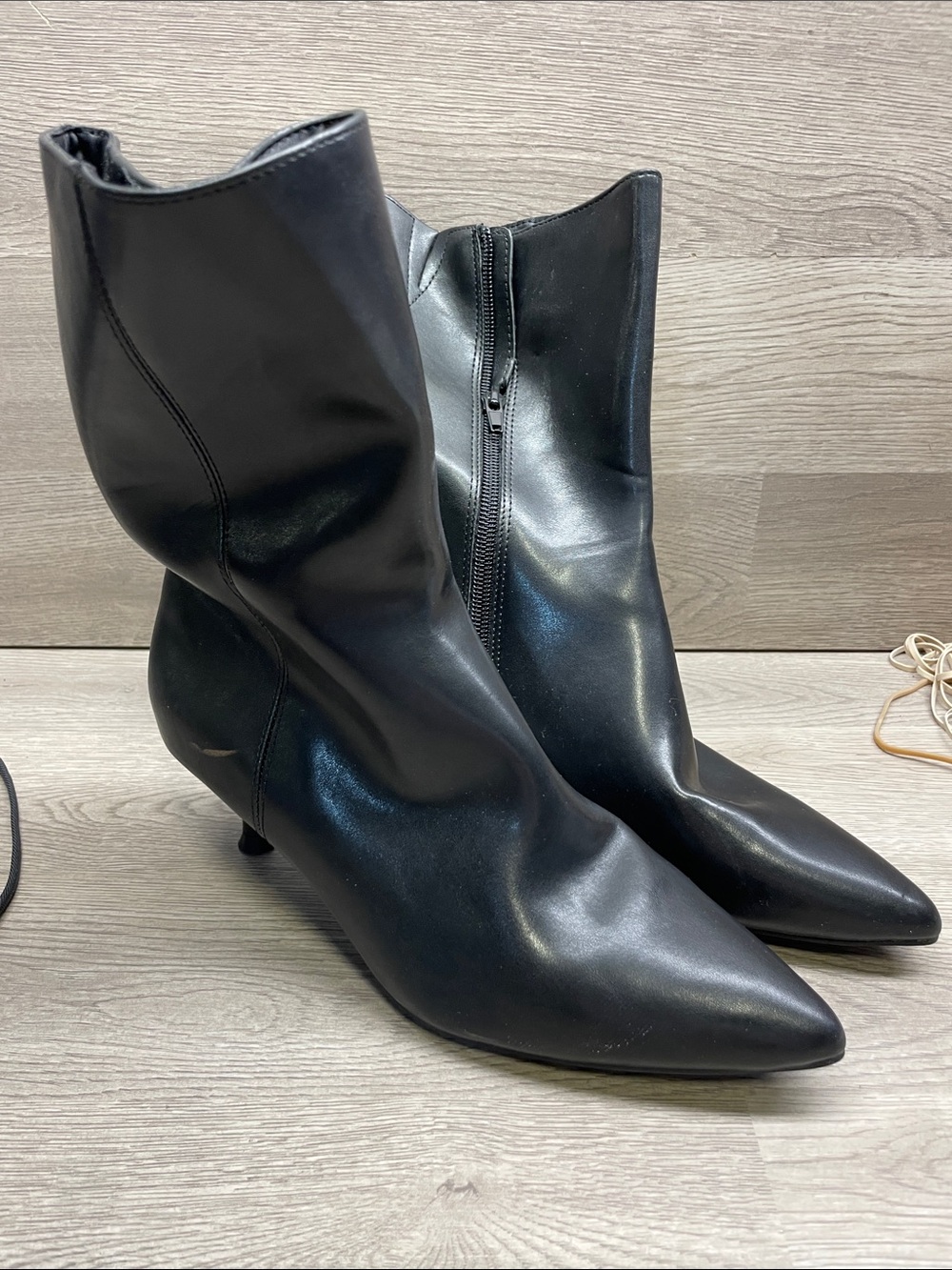 Rachel Zoe Sleek Black Pointed Ankle Boots with Side Zip #1482